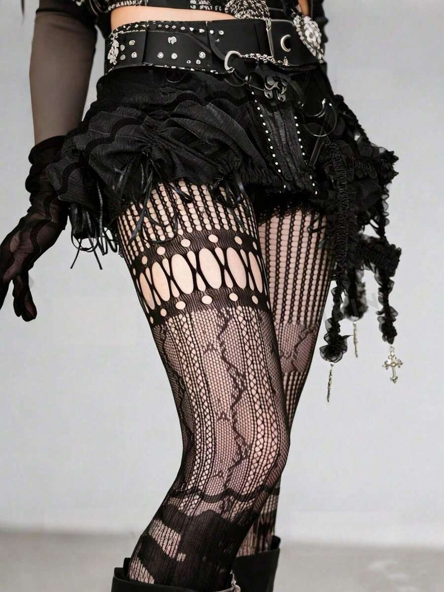 1pc Asymmetric Hollow Fishnet  - Fishnet Stocking Women review and price