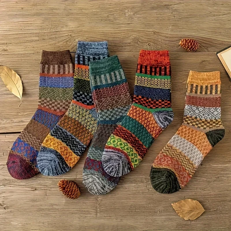 5 pairs of retro ethnic style  - Thermal Sock Winter review and price