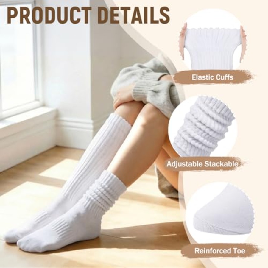 Chalier 5 Pairs Slouchy Socks  - Boot Sock Slouchy review and price
