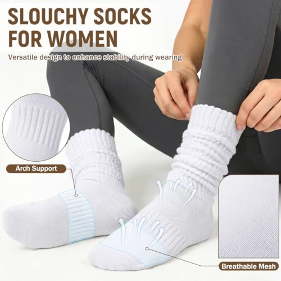 Chalier 5 Pairs Slouchy Socks  - Boot Sock Slouchy review and price