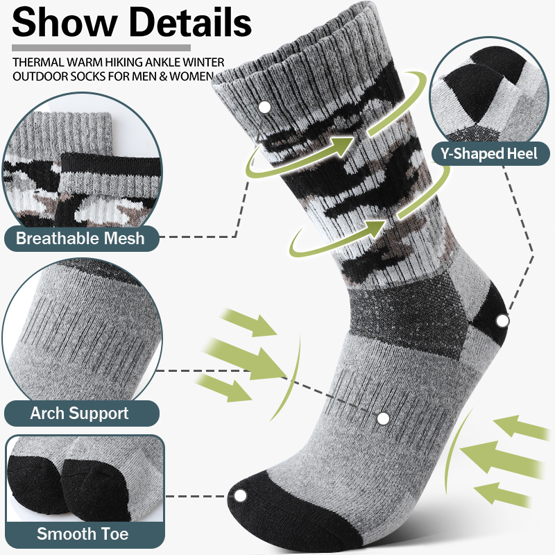4Pairs Thick Gray Camouflage S - Wool Hiking Sock review and price