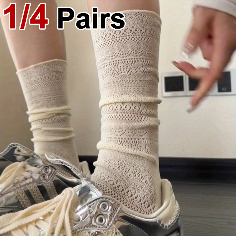 1/4 Pairs Women Lace Trimmed K - Knee High Sock Women review and price