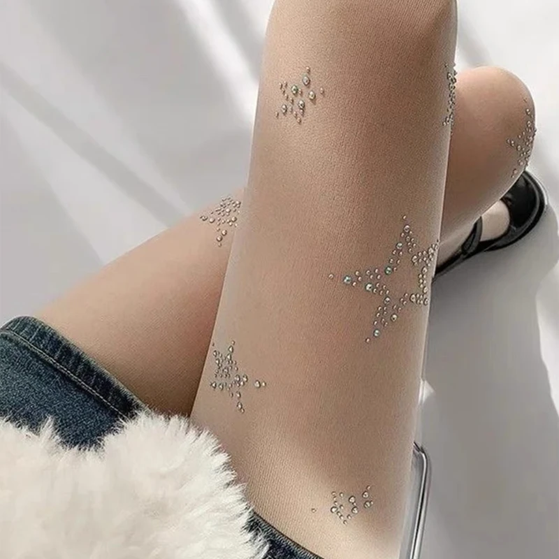 Y2k Star Diamond Rhinestone Fi - Fishnet Stocking Women review and price