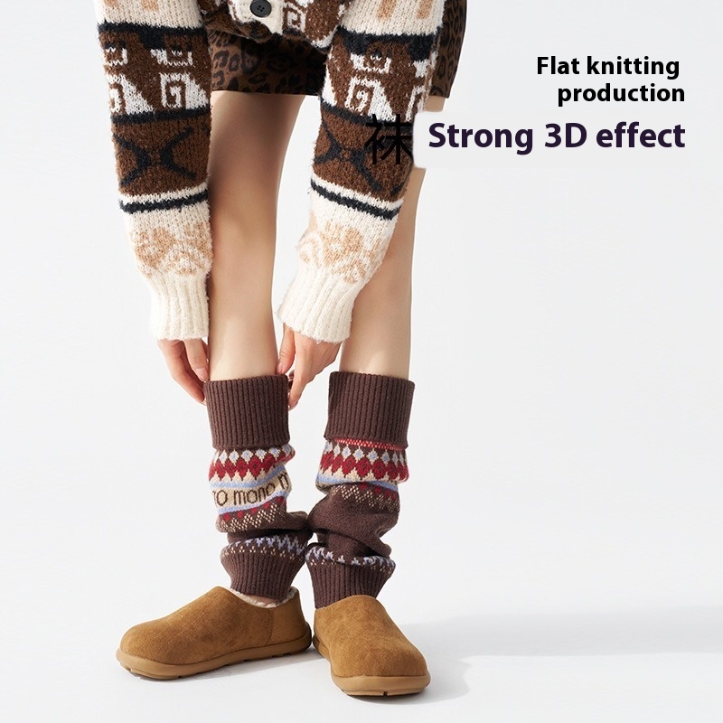 ​Fair Isle Knitted Leg Warmers - Boot Sock Slouchy review and price