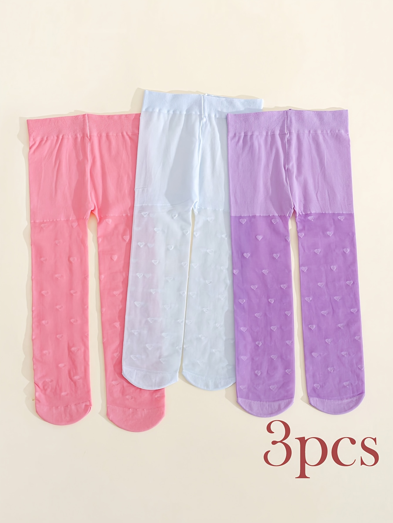 3PCS Toddler Girls Heart Print - Tights Pantyhose Sheer review and price