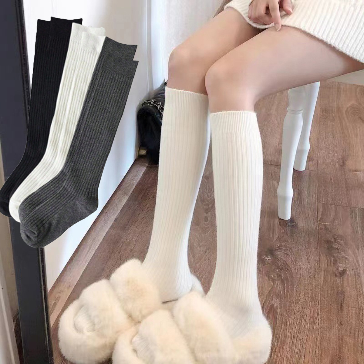 1 Pair Women's Black & White & - Boot Sock Slouchy review and price