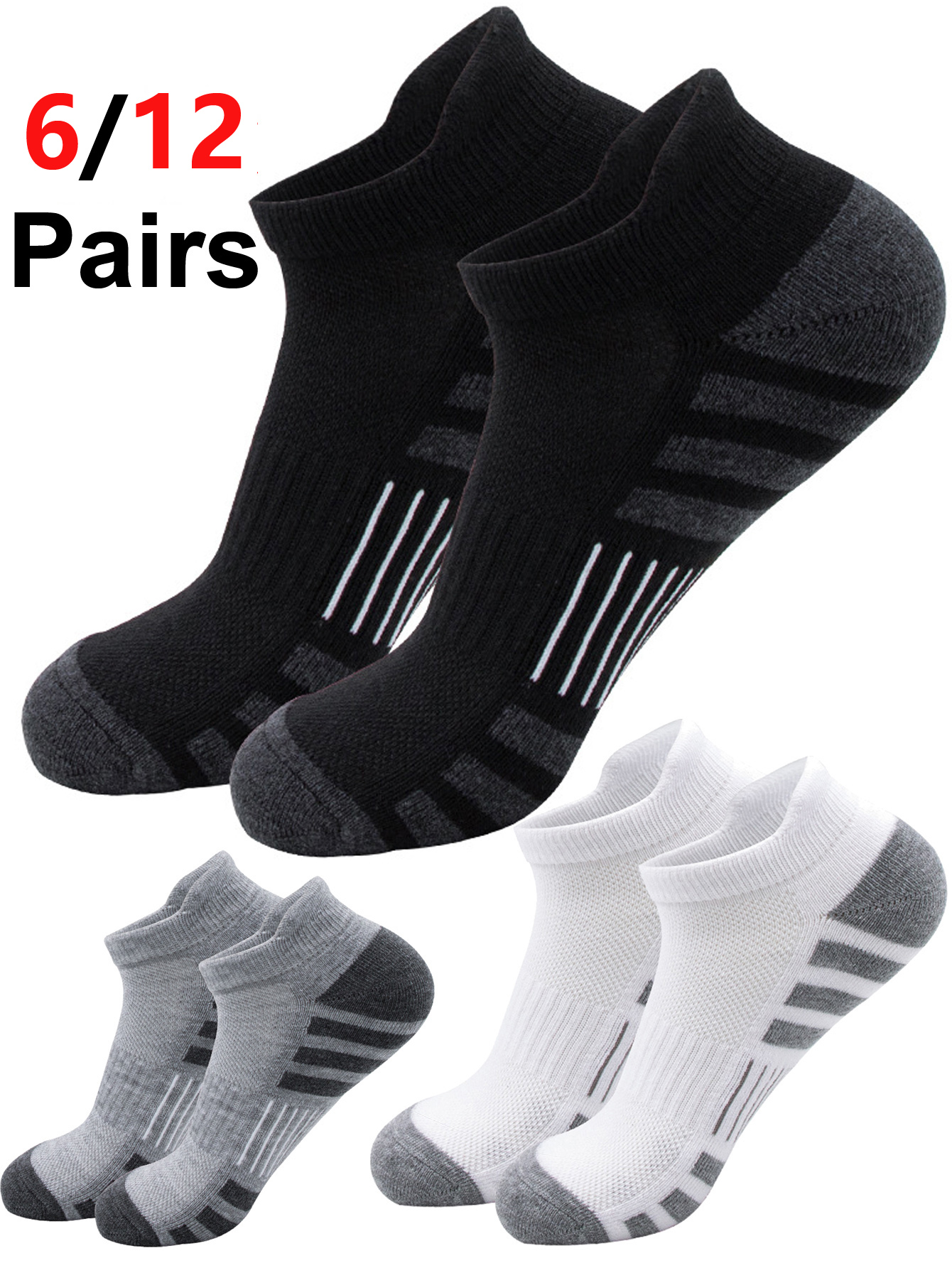 6/12 Pairs Low Cut Ankle Socks - Athletic Sock Cushion review and price